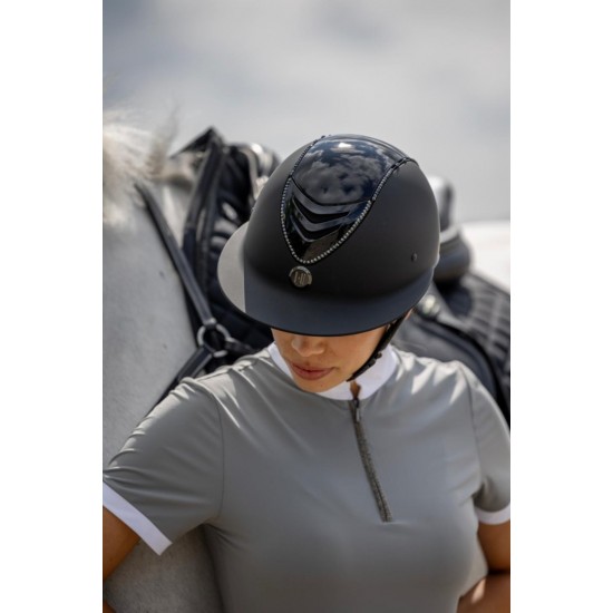 One K Avancé mips Lux cap - Glossy top, black swarovski pipe